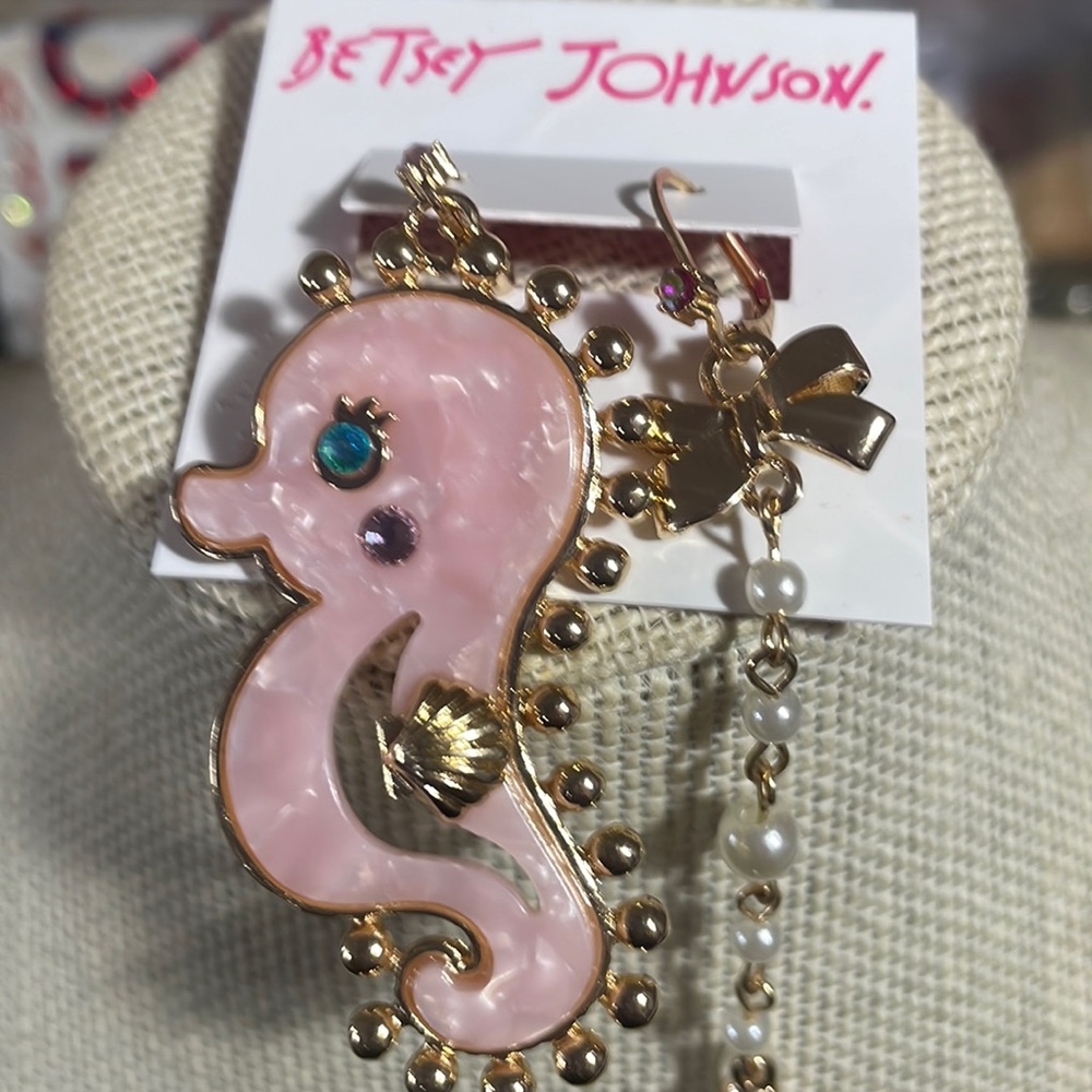 Betsey Johnson Seahorse and Anchor Mismatch Earrings